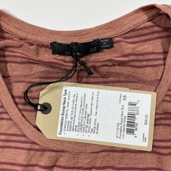New Prana Foundation Scoop Neck Tank Top Vino Heather Stripe - Picture 3 of 5